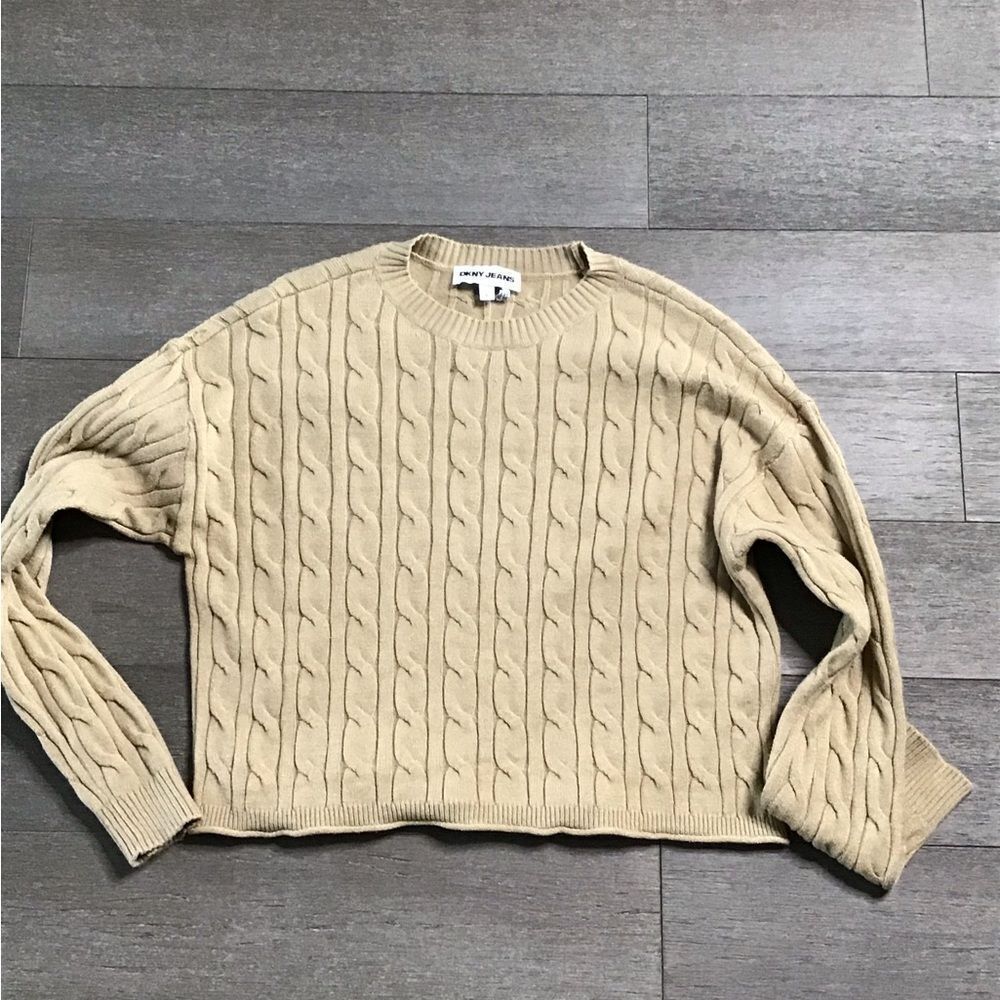 DKNY Cable Knit Sweater in Beige